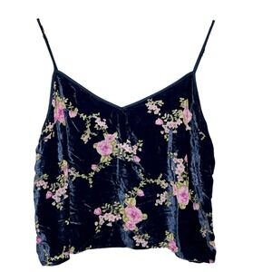 Victorias Secret Floral Velvet Burnout Cami Tank Top Womens XL Cropped Y2K Fairy
